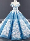 Ball Gown Off-the-shoulder Sequined Floor-length Prom Dresses With Flower(s) #Favs020112133