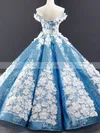 Ball Gown Off-the-shoulder Sequined Floor-length Prom Dresses With Flower(s) #Favs020112133