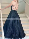 A-line Scoop Neck Sequined Floor-length Prom Dresses #Favs020112151