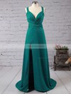 Sheath/Column V-neck Silk-like Satin Floor-length Sashes / Ribbons Prom Dresses #Favs02018713