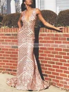 Trumpet/Mermaid V-neck Sequined Sweep Train Prom Dresses #Favs020112271