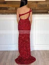 Sheath/Column One Shoulder Sequined Floor-length Prom Dresses With Split Front #Favs020112352