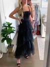 A-line Square Neckline Tulle Ankle-length Prom Dresses With Tiered #Favs020112354