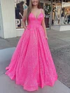 Princess V-neck Sequined Floor-length Prom Dresses With Pockets #Favs020112371