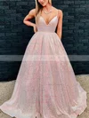 Princess V-neck Sequined Floor-length Prom Dresses With Pockets #Favs020112371