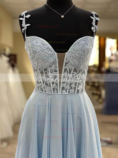 A-line Off-the-shoulder Chiffon Sweep Train Prom Dresses With Split Front #Favs020112372