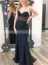 Sheath/Column Sweetheart Lace Tulle Floor-length Prom Dresses With Appliques Lace #Favs020112403