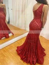 Trumpet/Mermaid One Shoulder Sequined Floor-length Prom Dresses #Favs020112411