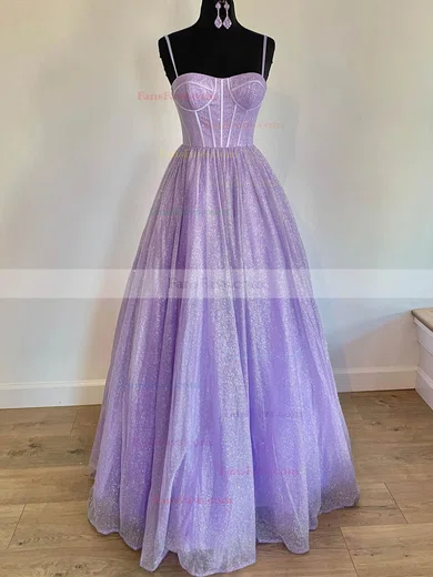 A-line V-neck Glitter Sweep Train Prom Dresses #Favs020112412