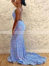 Trumpet/Mermaid V-neck Sequined Sweep Train Prom Dresses #Favs020112413
