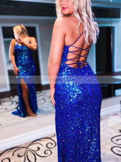 Sheath/Column Scoop Neck Sequined Floor-length Prom Dresses With Split Front #Favs020112414