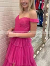 A-line Off-the-shoulder Glitter Sweep Train Prom Dresses With Split Front #Favs020112533