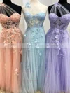 A-line One Shoulder Tulle Sweep Train Prom Dresses With Split Front #Favs020112537