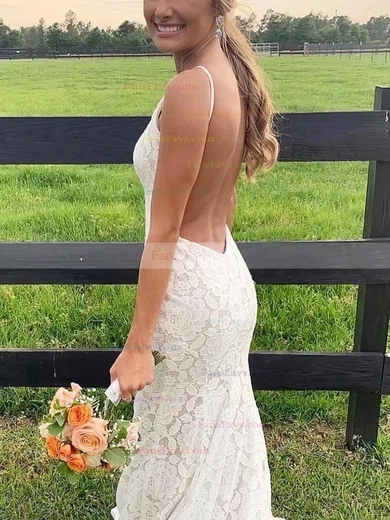 Trumpet/Mermaid Square Neckline Lace Sweep Train Prom Dresses #Favs020112555