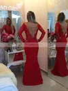Trumpet/Mermaid Scoop Neck Lace Floor-length Sashes / Ribbons Prom Dresses #Favs020101486