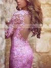 Trumpet/Mermaid Scoop Neck Tulle Sweep Train Appliques Lace Prom Dresses #Favs020101852