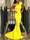 Trumpet/Mermaid One Shoulder Stretch Crepe Sweep Train Prom Dresses #Favs020112824