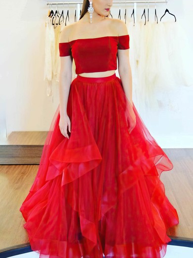 Princess Off-the-shoulder Satin Tulle Floor-length Prom Dresses With Cascading Ruffles #Favs020112868