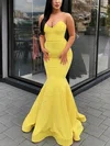 Trumpet/Mermaid V-neck Stretch Crepe Floor-length Prom Dresses #Favs020112872