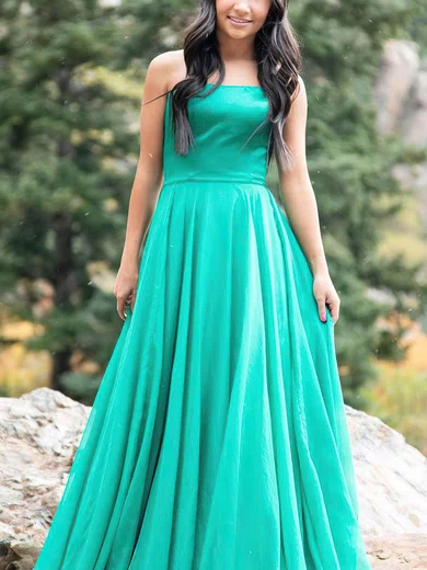 A-line Strapless Chiffon Sweep Train Prom Dresses #Favs020112924
