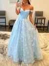 Princess Off-the-shoulder Lace Satin Floor-length Prom Dresses #Favs020113012