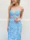 Trumpet/Mermaid Sweetheart Tulle Lace Sweep Train Prom Dresses With Appliques Lace #Favs020113044