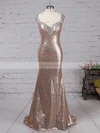 Trumpet/Mermaid V-neck Sequined Sweep Train Beading Prom Dresses #Favs02016911