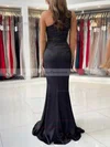 Sheath/Column One Shoulder Silk-like Satin Sweep Train Prom Dresses With Split Front #Favs020113169