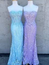 Trumpet/Mermaid Sweetheart Lace Tulle Floor-length Prom Dresses With Appliques Lace #Favs020113387
