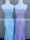Trumpet/Mermaid Sweetheart Lace Tulle Floor-length Prom Dresses With Appliques Lace #Favs020113387
