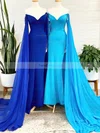 Sheath/Column Off-the-shoulder Chiffon Stretch Crepe Sweep Train Prom Dresses With Split Front #Favs020113398