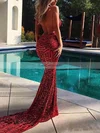 Trumpet/Mermaid V-neck Sequined Sweep Train Prom Dresses #Favs020113431