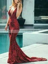 Trumpet/Mermaid V-neck Sequined Sweep Train Prom Dresses #Favs020113431