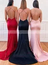 Trumpet/Mermaid V-neck Silk-like Satin Sweep Train Prom Dresses #Favs020113529