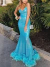 Trumpet/Mermaid V-neck Sequined Floor-length Prom Dresses With Feathers / Fur #Favs020113531