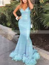 Trumpet/Mermaid V-neck Sequined Floor-length Prom Dresses With Feathers / Fur #Favs020113531