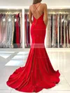 Trumpet/Mermaid V-neck Stretch Crepe Sweep Train Prom Dresses #Favs020113627