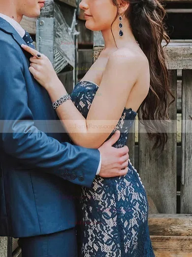 Sheath/Column Sweetheart Lace Sweep Train Prom Dresses #Favs020113687