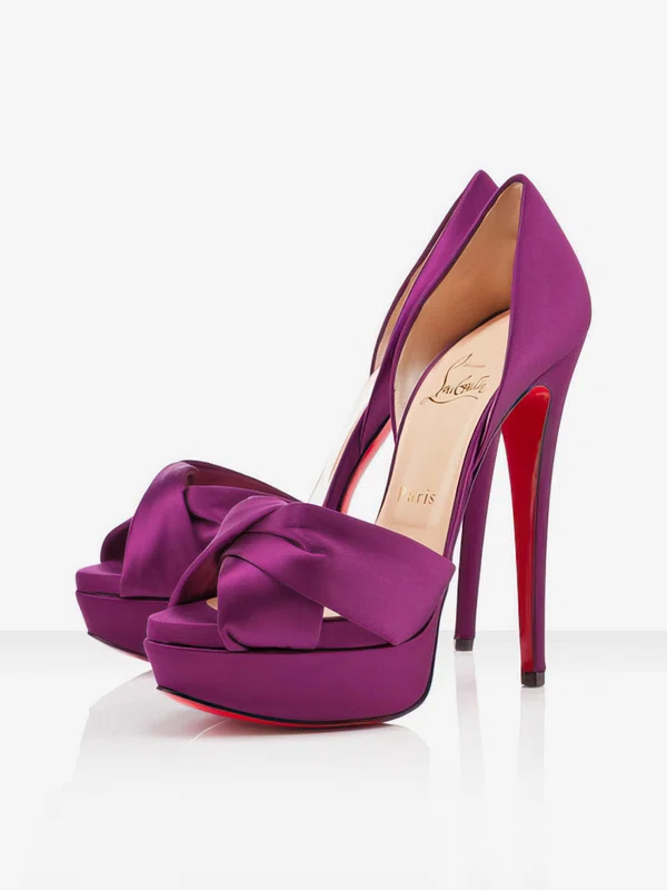 Women's Purple Satin Pumps with Ruched #Favs03030295
