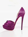 Women's Purple Satin Pumps with Ruched #Favs03030295