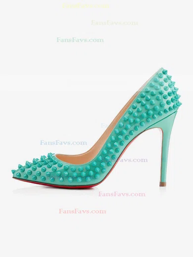 Women's Green Patent Leather Closed Toe with Rivet #Favs03030307