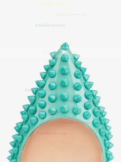 Women's Green Patent Leather Closed Toe with Rivet #Favs03030307