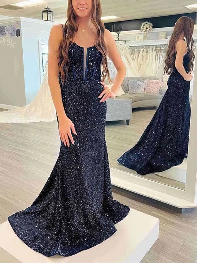 Sheath/Column V-neck Sequined Sweep Train Prom Dresses #Favs020113847