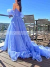 A-line Off-the-shoulder Organza Sweep Train Prom Dresses With Split Front #Favs020113856