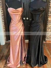 Sheath/Column Sweetheart Silk-like Satin Sweep Train Prom Dresses With Split Front #Favs020113867