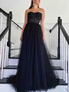 A-line Sweetheart Lace Tulle Sweep Train Prom Dresses #Favs020113889