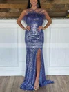 Sheath/Column Strapless Sequined Sweep Train Prom Dresses With Feathers / Fur #Favs020113910