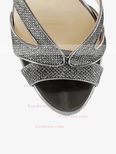 Women's Gray Sparkling Glitter Pumps with Zipper #Favs03030334