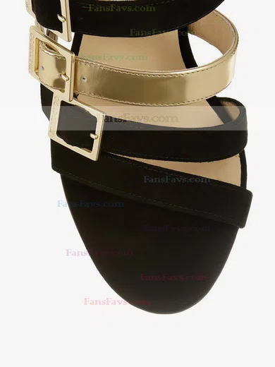 Women's Black Suede Pumps with Buckle/Zipper #Favs03030335