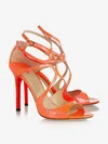 Women's Orange Patent Leather Pumps with Buckle #Favs03030338